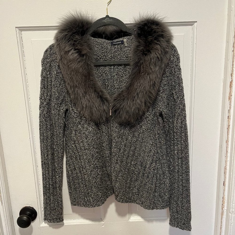 Magaschoni Cable Knit Zip Up Sweater